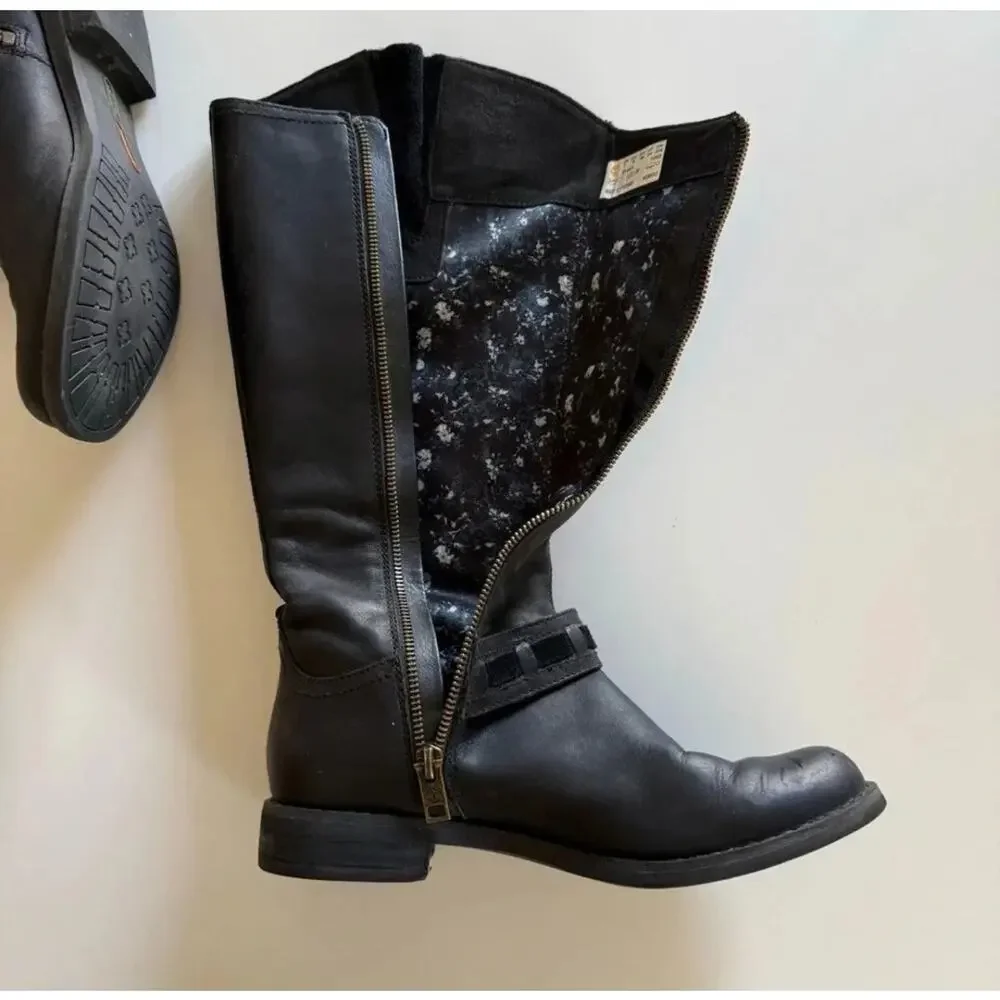 Timberland Womens Savin Hill Tall Leather Moto Boots Buckle Anti Fatigue Size 7